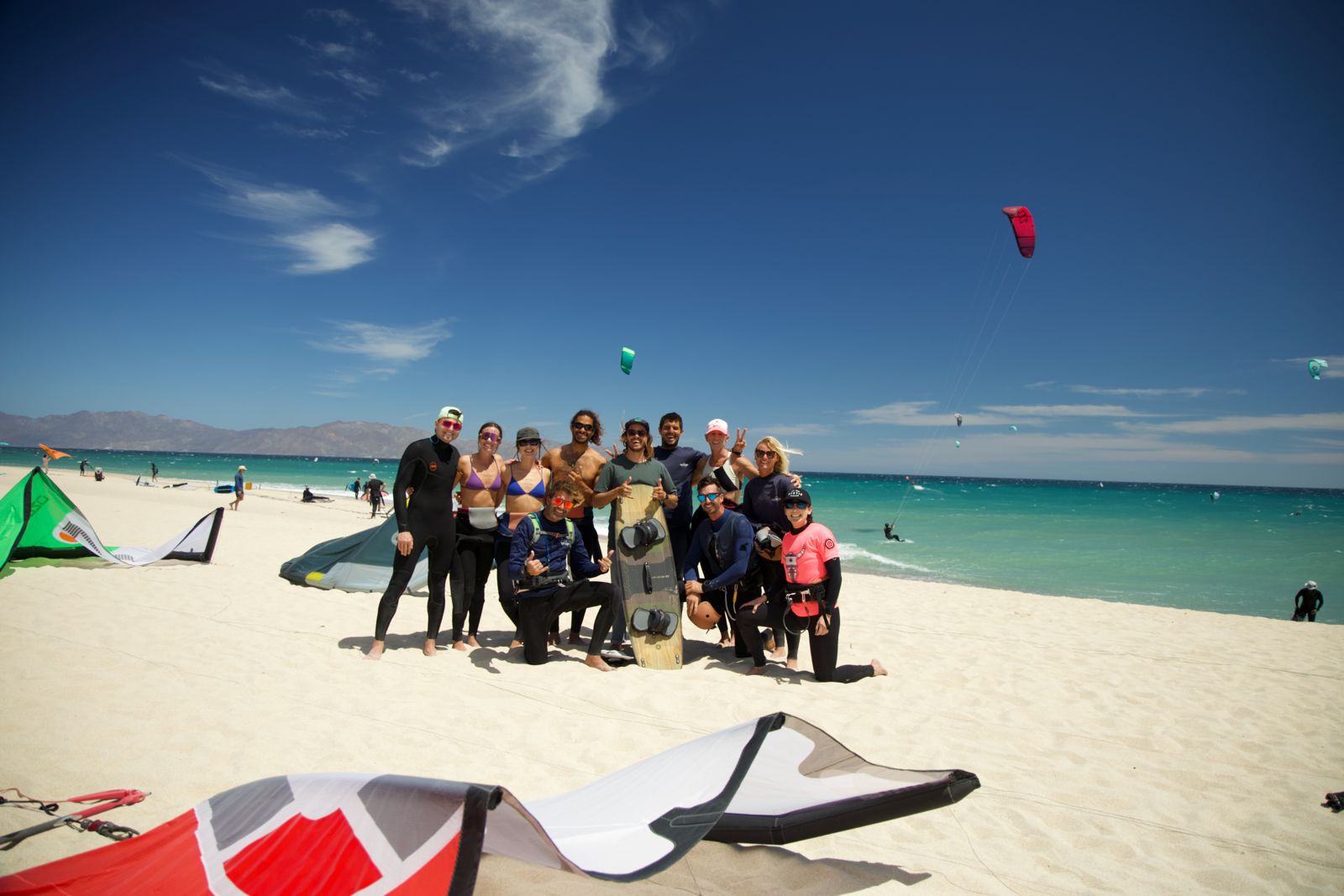 Kite camp guests riding in La Ventana