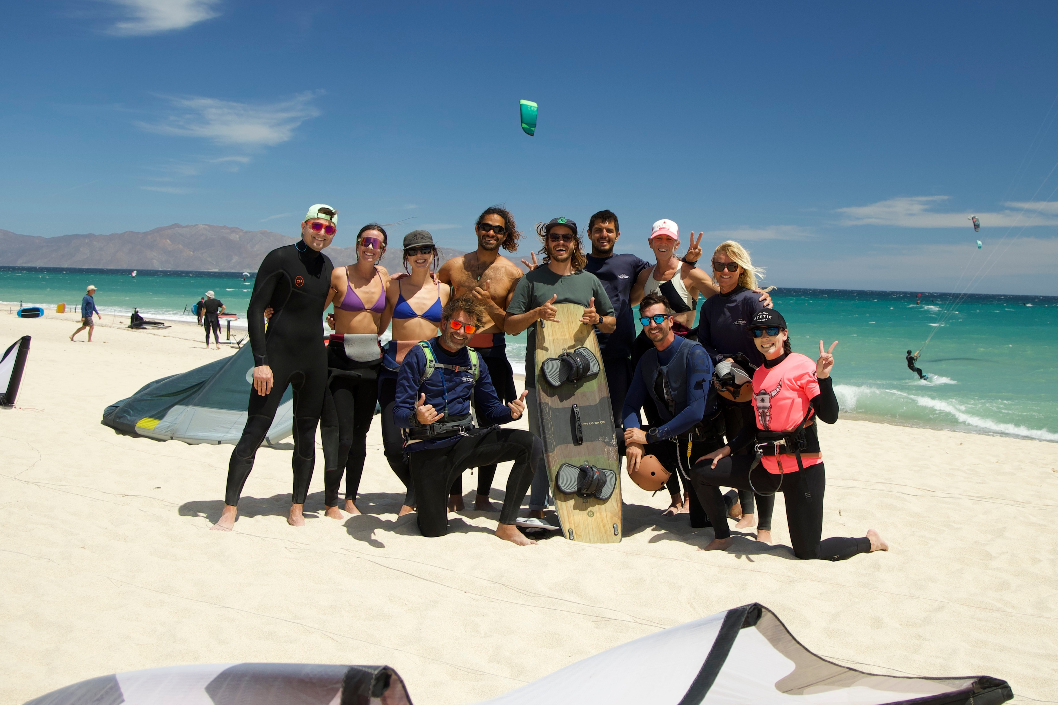 Kite camp guests riding in La Ventana